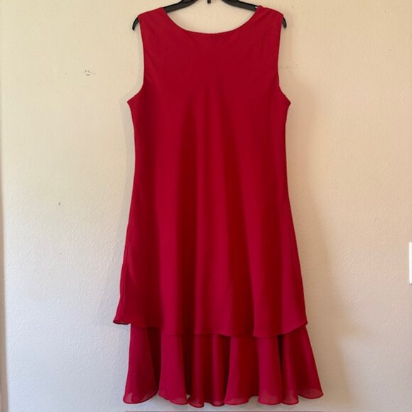 ✨ Draper's & Damon's Red Layered Dress & Jacket Set - XL ✨ - Picture 3 of 6